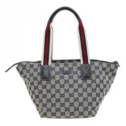 مملوكة مسبقًا Gucci Beige/Blue GG Canvas Small Vintage Web Tote