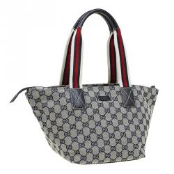 مملوكة مسبقًا Gucci Beige/Blue GG Canvas Small Vintage Web Tote
