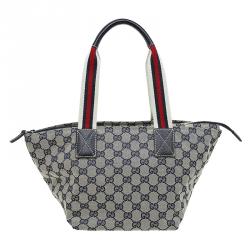 مملوكة مسبقًا Gucci Beige/Blue GG Canvas Small Vintage Web Tote