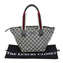 مملوكة مسبقًا Gucci Beige/Blue GG Canvas Small Vintage Web Tote