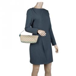 Pre Owned Gucci Beige/Green GG Canvas Banana Boat Pouch