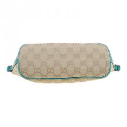 Pre Owned Gucci Beige/Green GG Canvas Banana Boat Pouch