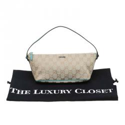 Pre Owned Gucci Beige/Green GG Canvas Banana Boat Pouch