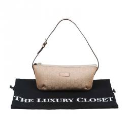 مملوكة مسبقًا حقيبة يد صغيرة غوتشي كانفاس GG وردي ميتاليك