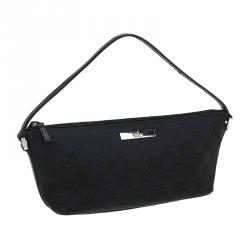 مملوكة مسبقًا Gucci Black GG Canvas Banana Boat Pouch