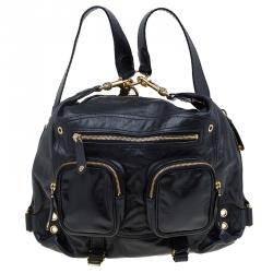 Pre Owned Gucci Black Leather Medium Darwin Convertible Backpack Bag