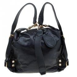 Pre Owned Gucci Black Leather Medium Darwin Convertible Backpack Bag