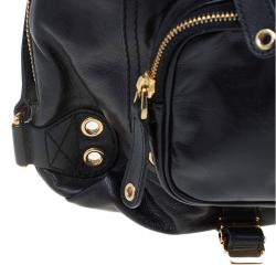 Pre Owned Gucci Black Leather Medium Darwin Convertible Backpack Bag