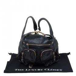 Pre Owned Gucci Black Leather Medium Darwin Convertible Backpack Bag