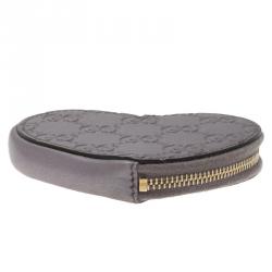مملوكة مسبقًا Gucci Lilac Guccissima Leather Heart Shape Coin Purse