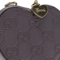 مملوكة مسبقًا Gucci Lilac Guccissima Leather Heart Shape Coin Purse