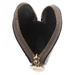 مملوكة مسبقًا Gucci Lilac Guccissima Leather Heart Shape Coin Purse