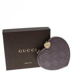 مملوكة مسبقًا Gucci Lilac Guccissima Leather Heart Shape Coin Purse