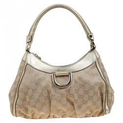 GUCCI GG Canvas Gold D Ring Tote Bag Beige/Ebony 190248