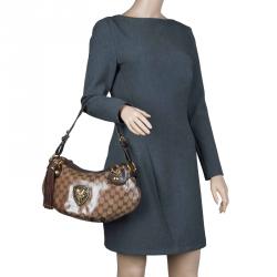 Pre Owned Gucci Brown GG Crystal Coated Canvas Small Babouska Hobo