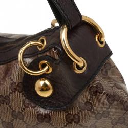 Pre Owned Gucci Brown GG Crystal Coated Canvas Small Babouska Hobo