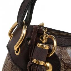 Pre Owned Gucci Brown GG Crystal Coated Canvas Small Babouska Hobo