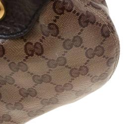 Pre Owned Gucci Brown GG Crystal Coated Canvas Small Babouska Hobo