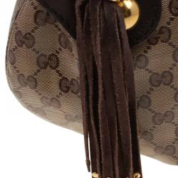 Pre Owned Gucci Brown GG Crystal Coated Canvas Small Babouska Hobo