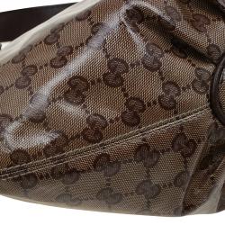 Pre Owned Gucci Brown GG Crystal Coated Canvas Small Babouska Hobo