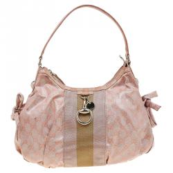 Pre Owned Gucci Pink GG Crystal Coated Canvas Gucci by Gucci Hobo