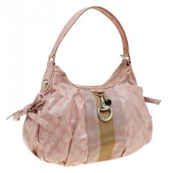Pre Owned Gucci Pink GG Crystal Coated Canvas Gucci by Gucci Hobo