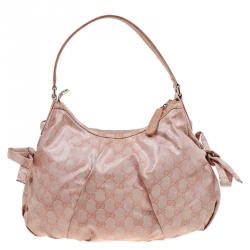 Pre Owned Gucci Pink GG Crystal Coated Canvas Gucci by Gucci Hobo