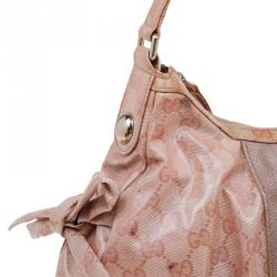 Pre Owned Gucci Pink GG Crystal Coated Canvas Gucci by Gucci Hobo