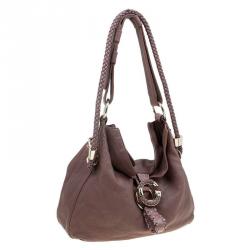 مملوكة مسبقًا Gucci Brown Pebbled Leather Large Wave Hobo