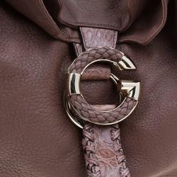 مملوكة مسبقًا Gucci Brown Pebbled Leather Large Wave Hobo