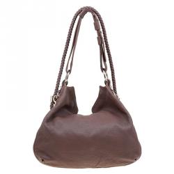 مملوكة مسبقًا Gucci Brown Pebbled Leather Large Wave Hobo