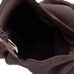 مملوكة مسبقًا Gucci Brown Pebbled Leather Large Wave Hobo