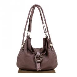 مملوكة مسبقًا Gucci Brown Pebbled Leather Large Wave Hobo