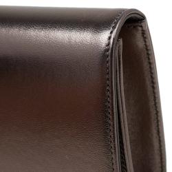 Pre Owned حقيبة كلتش غوتشي برودواي جلد برونزي بقفل كريستالي