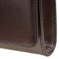 Pre Owned حقيبة كلتش غوتشي برودواي جلد برونزي بقفل كريستالي