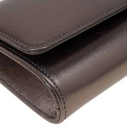 Pre Owned حقيبة كلتش غوتشي برودواي جلد برونزي بقفل كريستالي