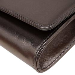 Pre Owned حقيبة كلتش غوتشي برودواي جلد برونزي بقفل كريستالي