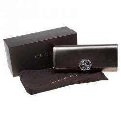 Pre Owned حقيبة كلتش غوتشي برودواي جلد برونزي بقفل كريستالي