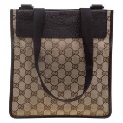 Pre Owned Gucci Beige/Ebony GG Canvas Flat Messenger Bag