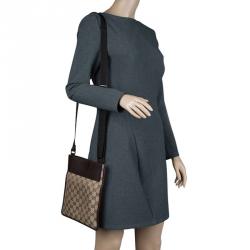 Pre Owned Gucci Beige/Ebony GG Canvas Flat Messenger Bag
