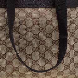 Pre Owned Gucci Beige/Ebony GG Canvas Flat Messenger Bag