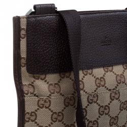 Pre Owned Gucci Beige/Ebony GG Canvas Flat Messenger Bag