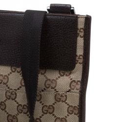 Pre Owned Gucci Beige/Ebony GG Canvas Flat Messenger Bag
