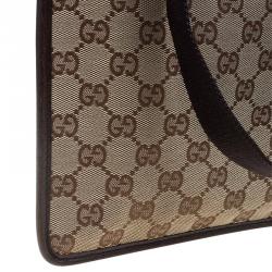 Pre Owned Gucci Beige/Ebony GG Canvas Flat Messenger Bag