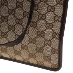 Pre Owned Gucci Beige/Ebony GG Canvas Flat Messenger Bag