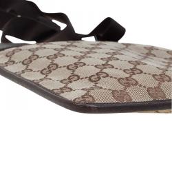 Pre Owned Gucci Beige/Ebony GG Canvas Flat Messenger Bag