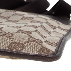 Pre Owned Gucci Beige/Ebony GG Canvas Flat Messenger Bag