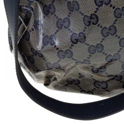 Pre Owned Gucci Blue/Grey GG Crystal Coated Canvas Hysteria Top Handle Bag
