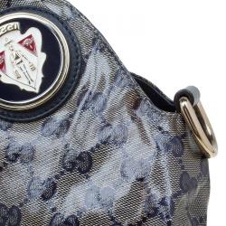 Pre Owned Gucci Blue/Grey GG Crystal Coated Canvas Hysteria Top Handle Bag