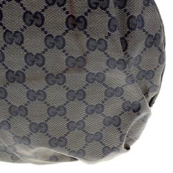 Pre Owned Gucci Blue/Grey GG Crystal Coated Canvas Hysteria Top Handle Bag
